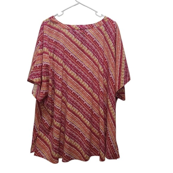Catherines Pink Orange Diagonal Stripe Popover Blouse Plus Petite 3XWP 26/28WP - Picture 2 of 4